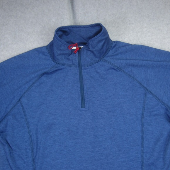 ORVIS Pullover Mens Medium Blue Trout Bum Quarter Zip Stretch Outdoor Golf - Picture 2 of 12